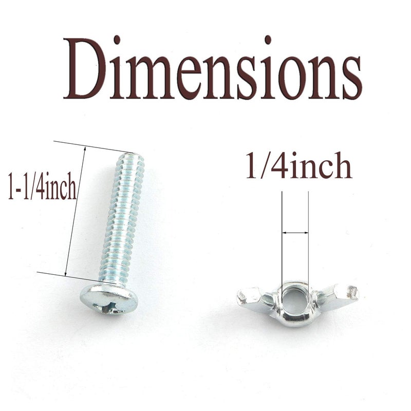 RuiLing 10 Sets Screw Bolts with Wing Nut Kit Zinc Plated Carbon Steel Mounting Hardware Fitting Fastenings- 10pcs 1/4"-20 Hand Tighten Wing Nuts + 10pcs 1/4"-20 x 1-1/4" Phillips Head Screw Bolt - Image 2